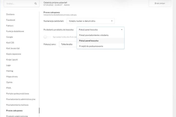 Pokazanie funkcji dotyczących zachowania koszyka