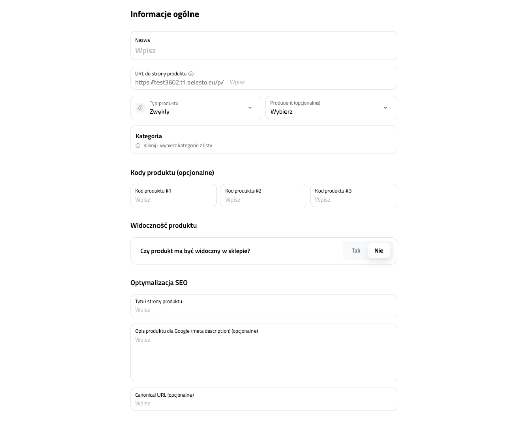 Edycja informacje ogólnych