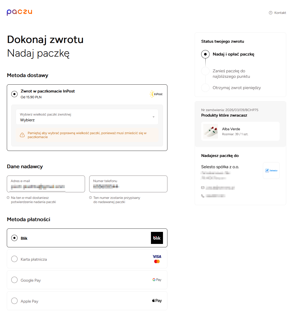 proces zwrotu w Selesto