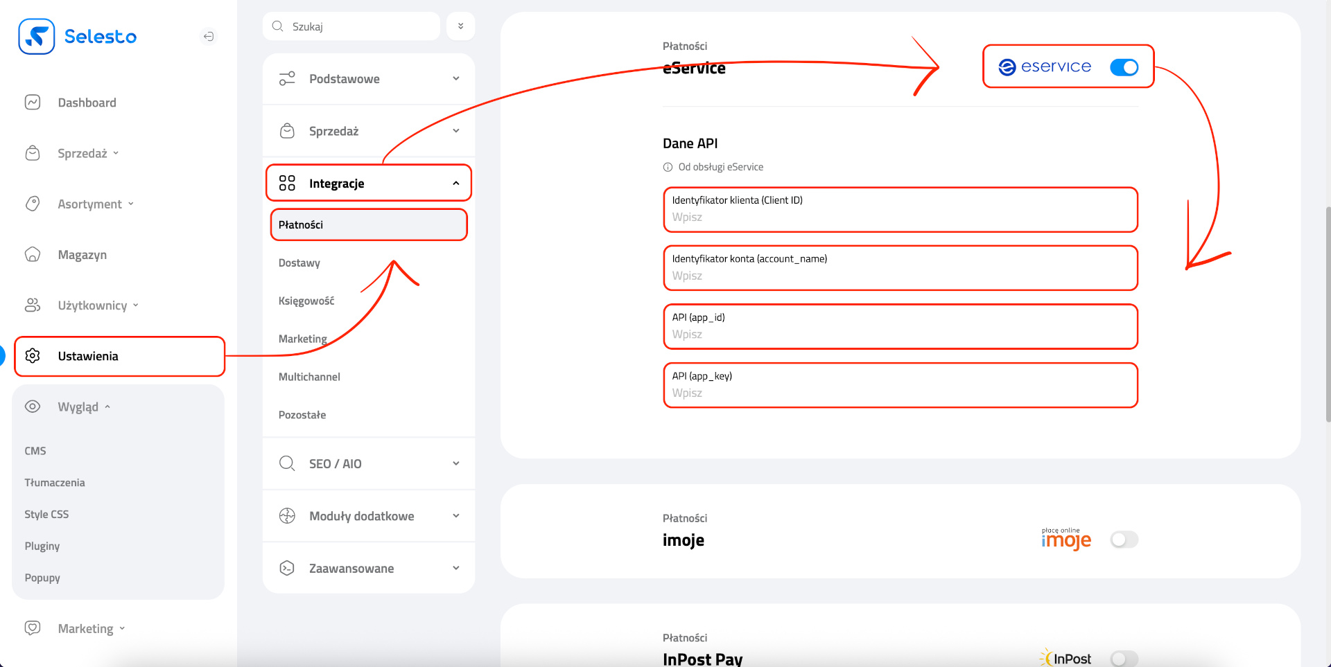 integracja z eService na Selesto 1