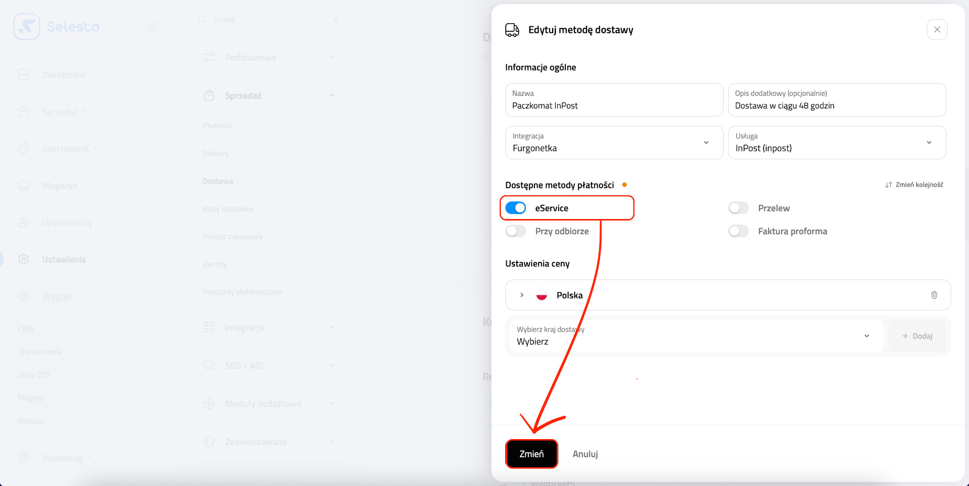 integracja z eService na Selesto 4