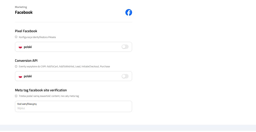 Panel ustawień w panelu administracyjnym