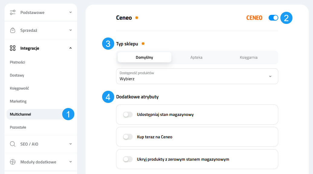 Selesto - ustawienia integracji Ceneo