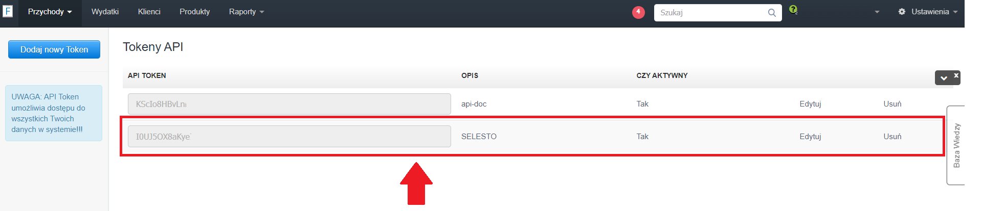 Selesto - integracja z Fakturowania - generowanie tokenu