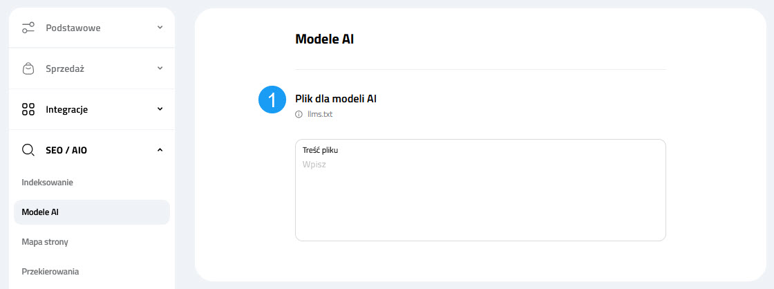Selesto - Ustawienia SEO/AIO - Modele AI