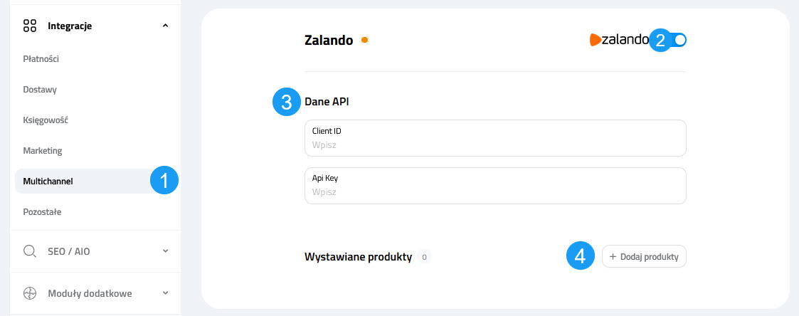 Selesto - ustawienia integracji Zalando