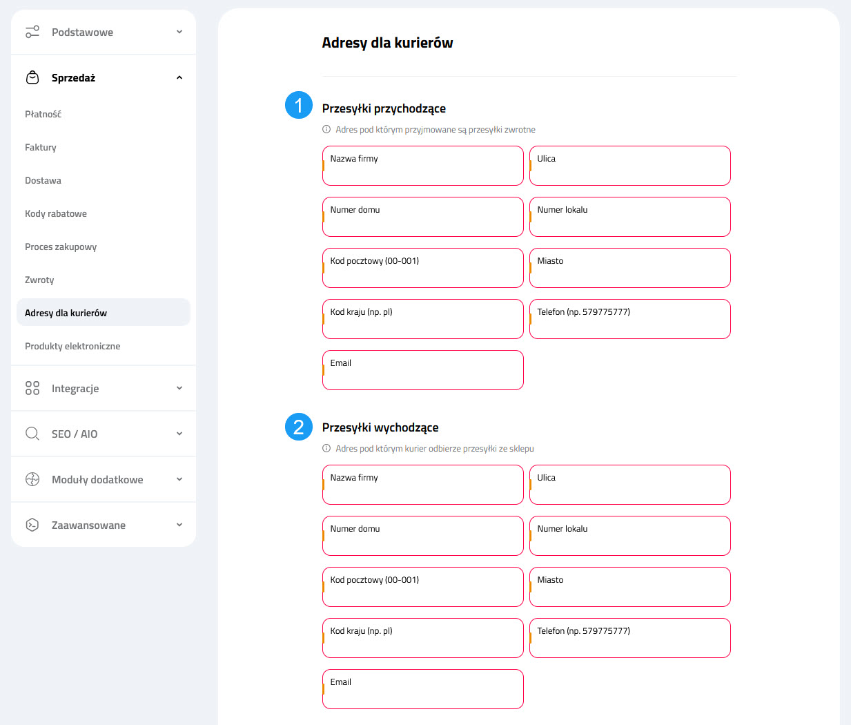 Konfiguracjia opcji procesu zakupowego w Selesto
