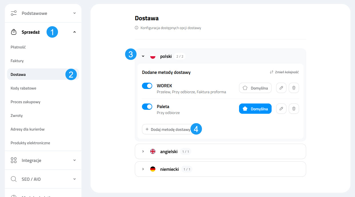 Płatność - konfiguracja metod płatności w Selesto