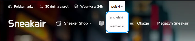 Selesto - wygląd przycisku zmiany języka strony