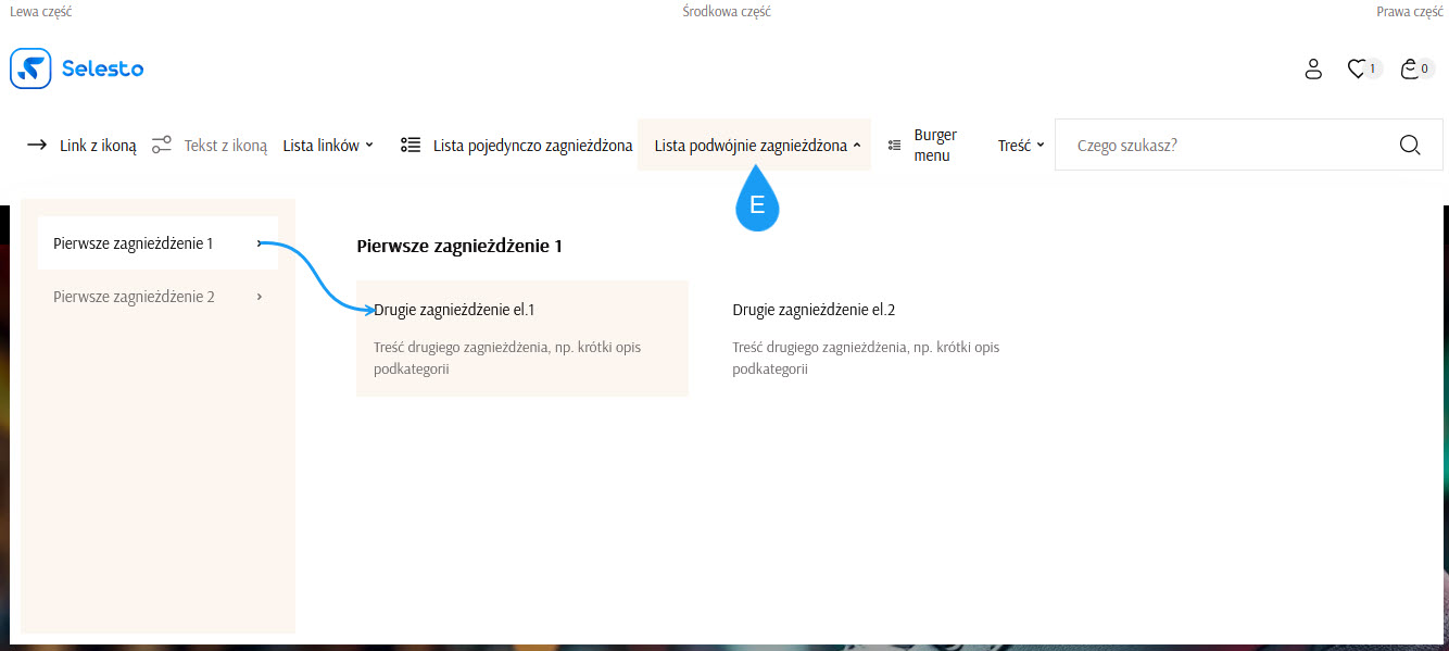 Selesto - Wygląd - CMS - Menu - Lista podwójnie zagnieżdżona