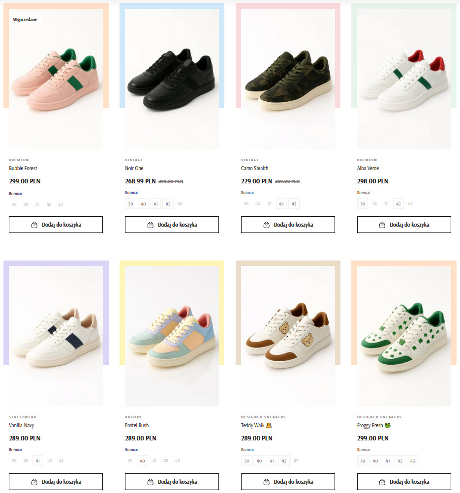 Selesto - opis sekcji Lista produktów