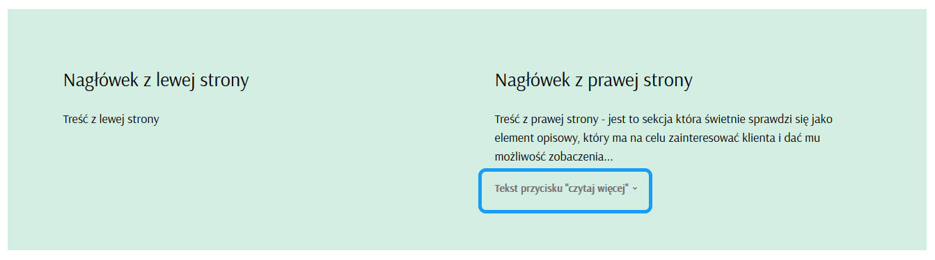 Selesto - Rozwijana sekcja opisowa 50-50 - przykład