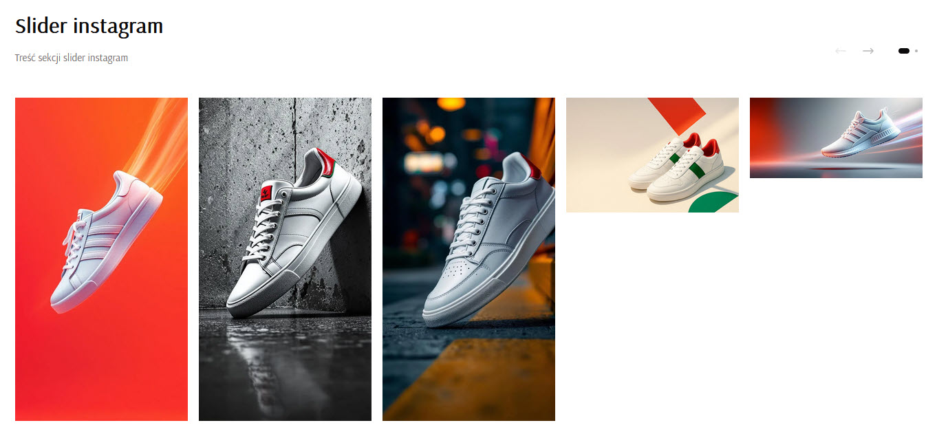 Selesto - przykład sekcji "Slider instagram"