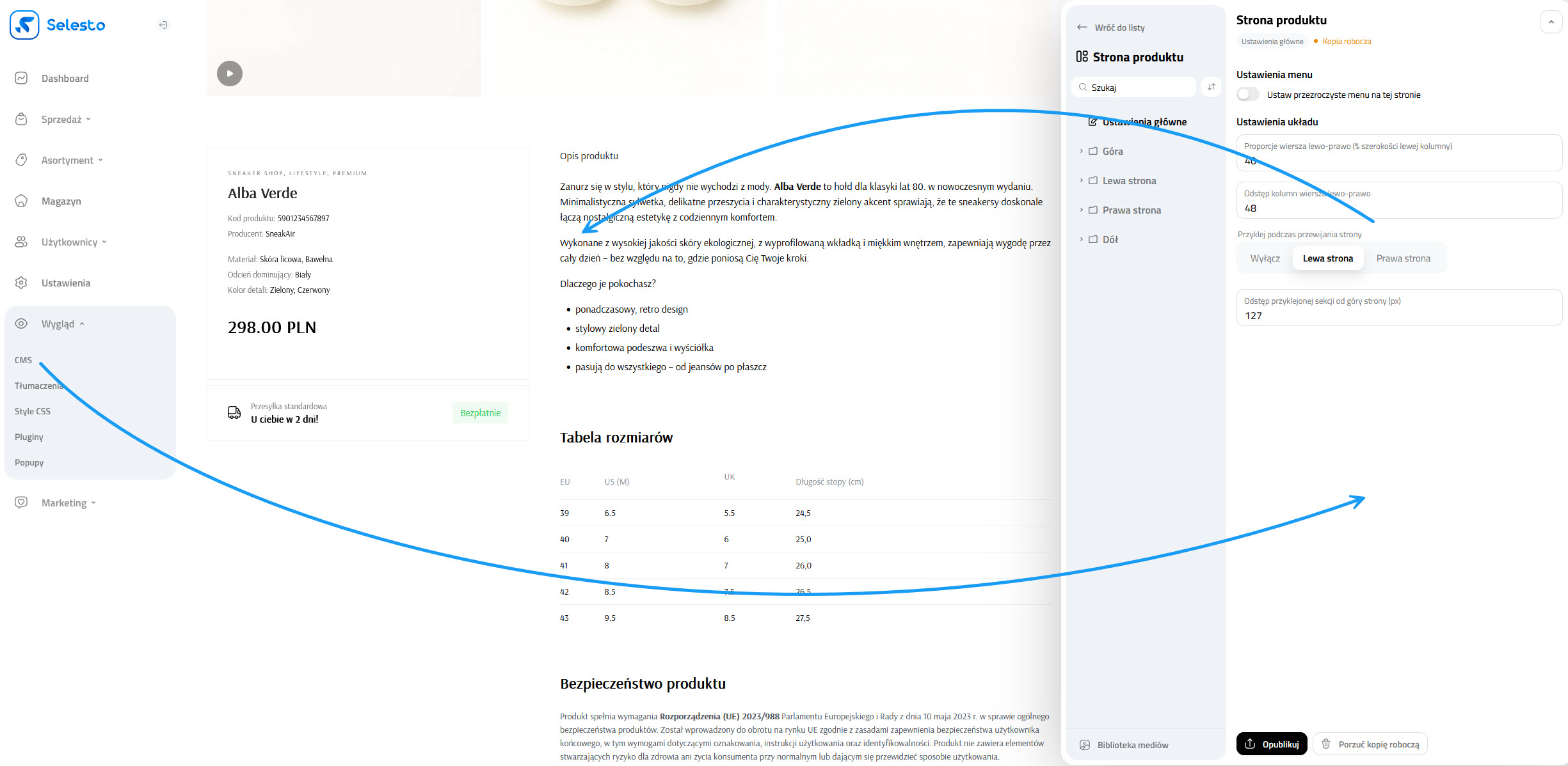 Wygląd Selesto - CMS - Strona Produktu
