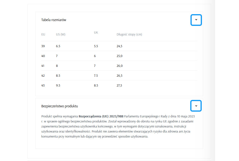 Selesto -sekcja "Dodatkowy opsi produktu, zakładki"