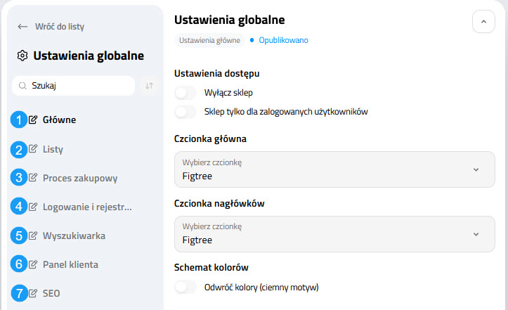 Wygląd Selesto - CMS - Ustawienia globalne