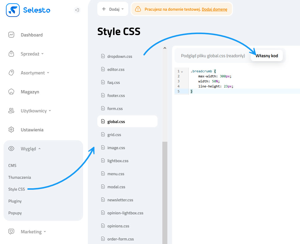 Wygląd Selesto - Style CSS