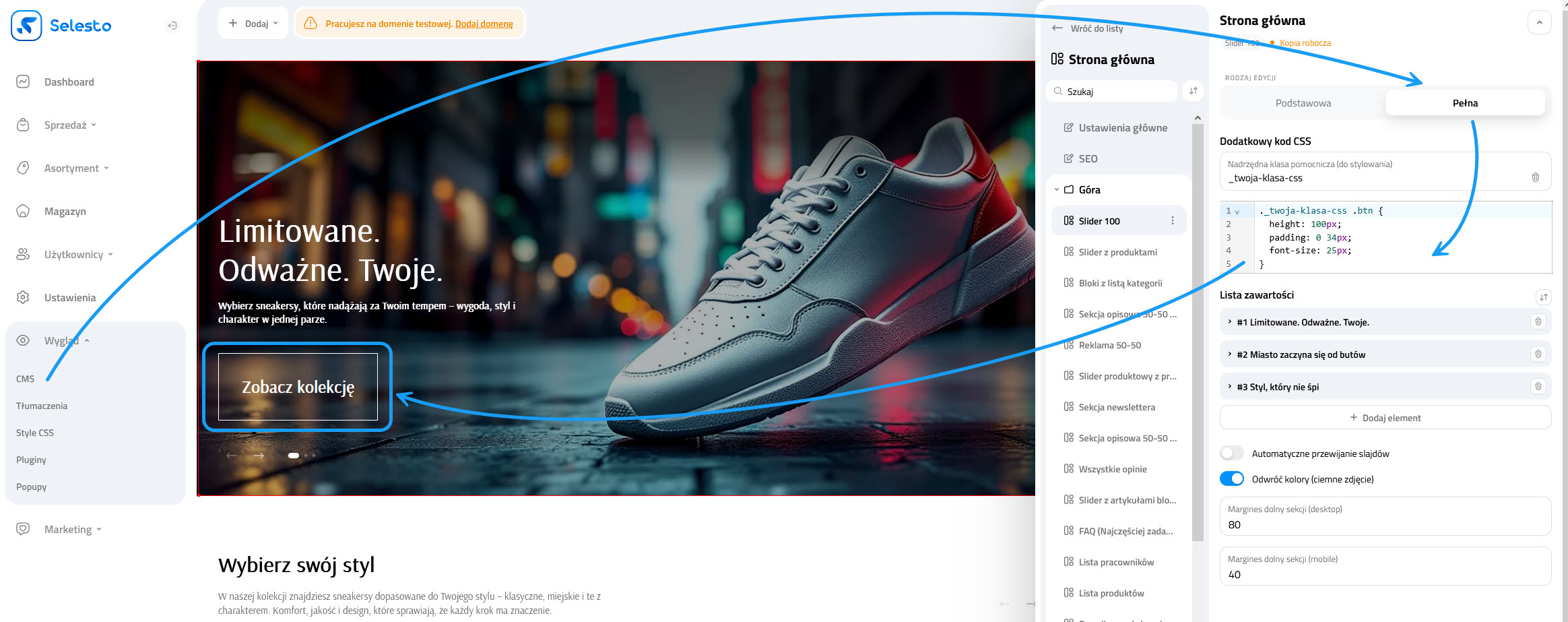 Selesto - Edycja CSS z poziomu CMS