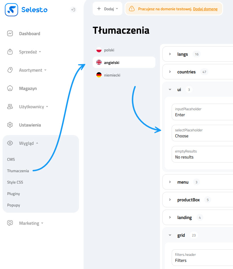 Wygląd Selesto - CMS