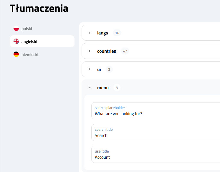 Selesto - tłumaczenia interfejsu